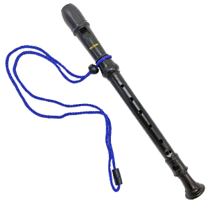 brown recorder with blue strap